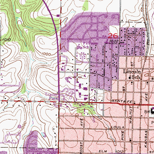 Topographic Map of Johnson County Juvenile Detention Center School, KS