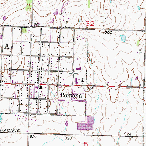 Topographic Map of West Franklin Middle School, KS