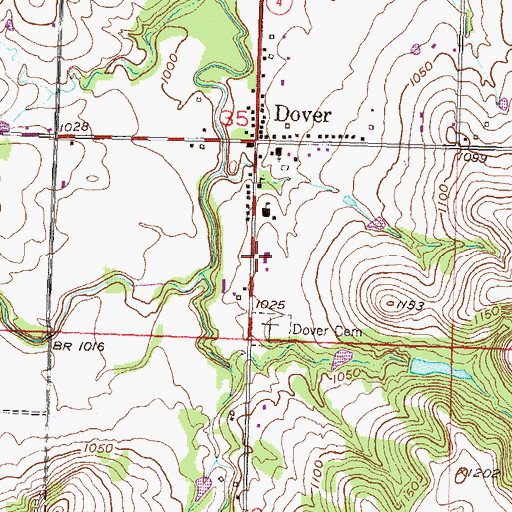 Topographic Map of Dover Elementary School (historical), KS