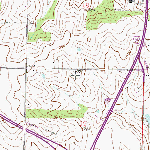 Topographic Map of Tomahawk Ridge Elementary School (historical), KS