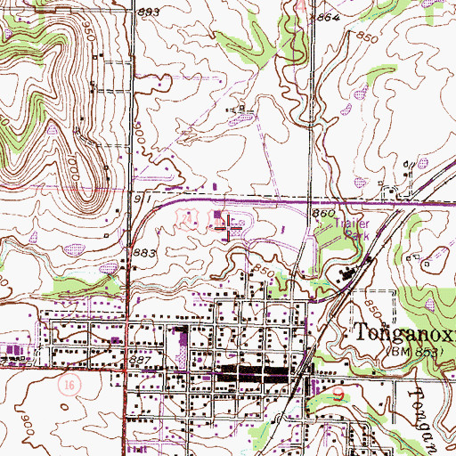Topographic Map of Tonganoxie High School, KS