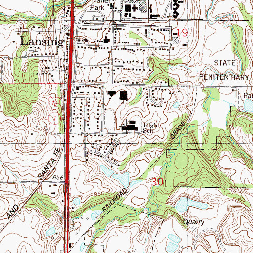Topographic Map of Lansing Intermediate School, KS