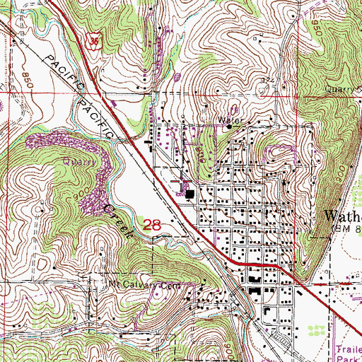 Topographic Map of Wathena Elementary School, KS