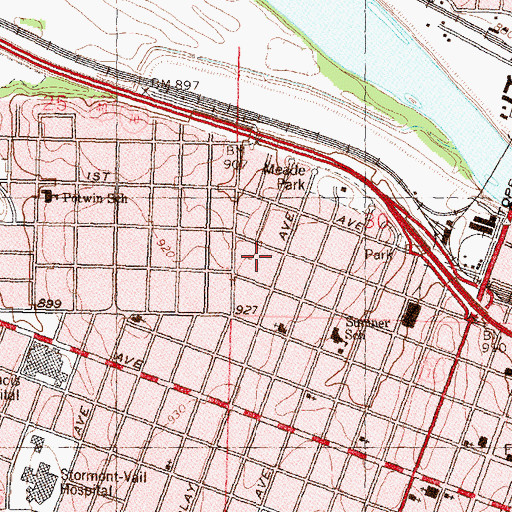 Topographic Map of Meadows Elementary School, KS