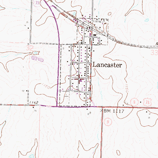 Topographic Map of Lancaster Elementary School, KS