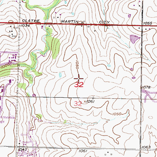 Topographic Map of Tomahawk Elementary School, KS