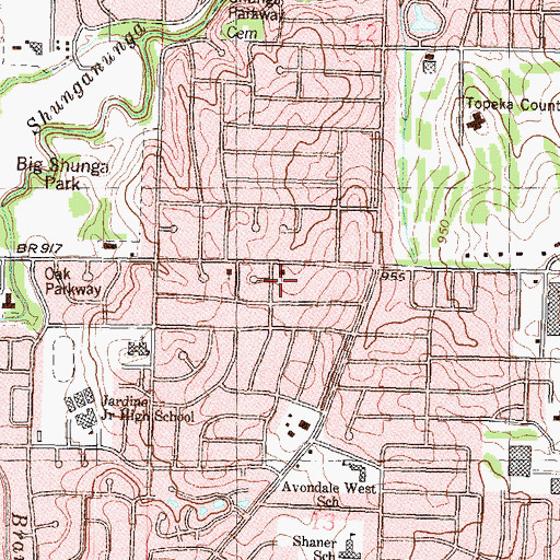 Topographic Map of Knollwood Baptist School, KS