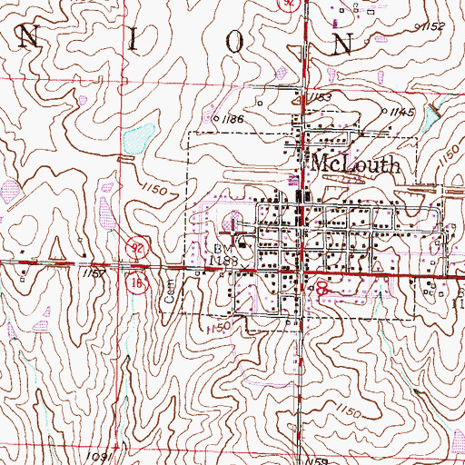 Topographic Map of McLouth Middle School, KS