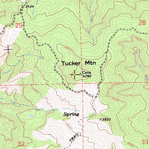 Topographic Map of Tucker Mountain, CA