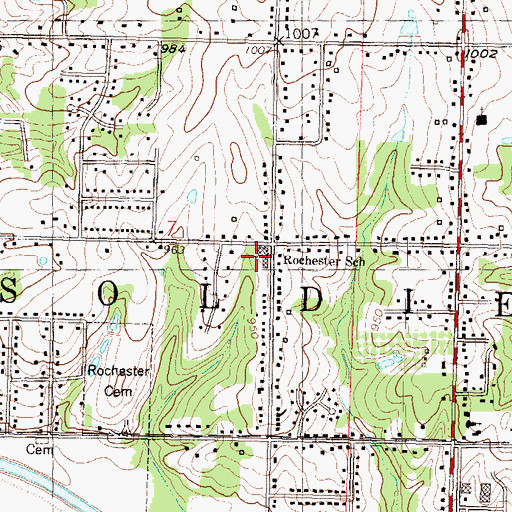 Topographic Map of Rochester Elementary School, KS