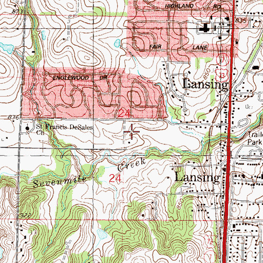 Topographic Map of Lansing Middle School, KS