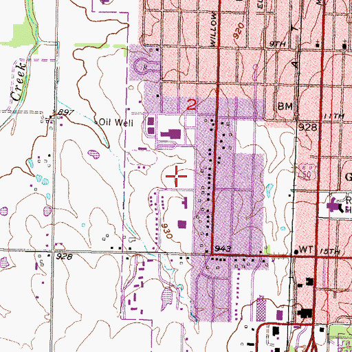 Topographic Map of Ottawa Middle School, KS