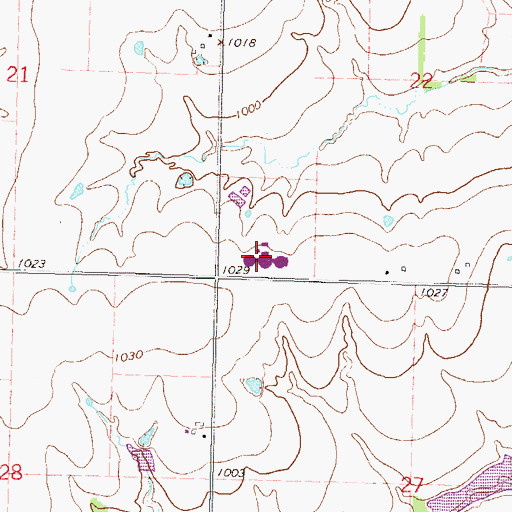Topographic Map of Central Heights High School, KS