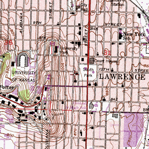 Topographic Map of Saint John Catholic School, KS
