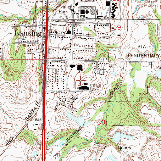 Topographic Map of Lansing Middle School, KS