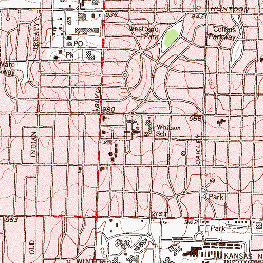 Topographic Map of Most Pure Heart of Mary Catholic School, KS