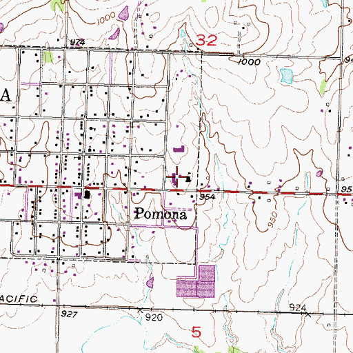 Topographic Map of West Franklin Middle / High School, KS