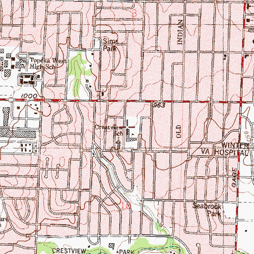Topographic Map of Topeka Collegiate School, KS