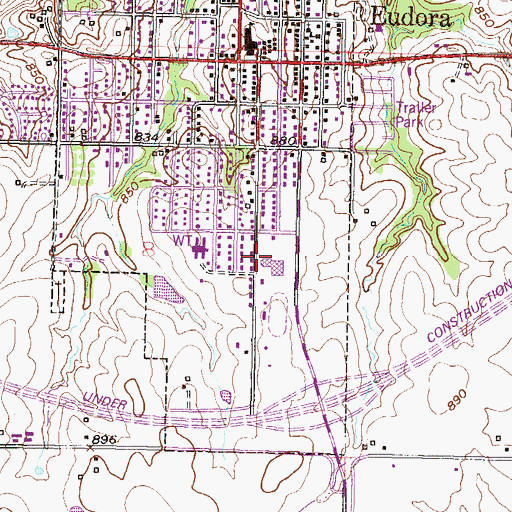 Topographic Map of Nottingham Elementary School, KS