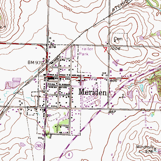 Topographic Map of Jefferson West Elementary School, KS