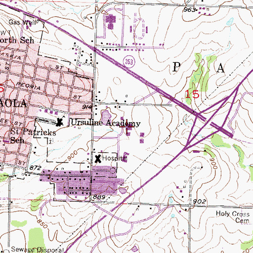 Topographic Map of Lakemary Center, KS