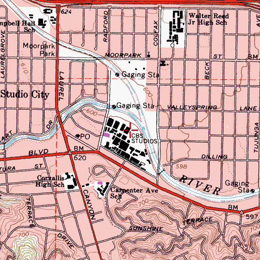 Topographic Map of Tujunga Wash, CA