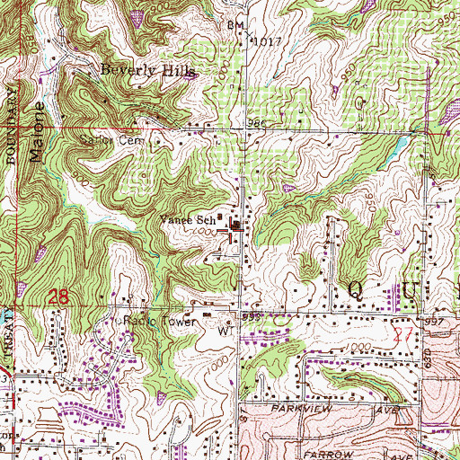 Topographic Map of Muncie Christian School, KS
