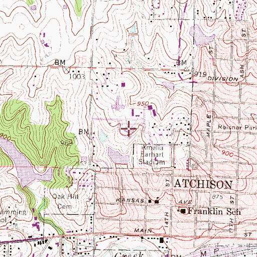 Topographic Map of Atchison High School, KS