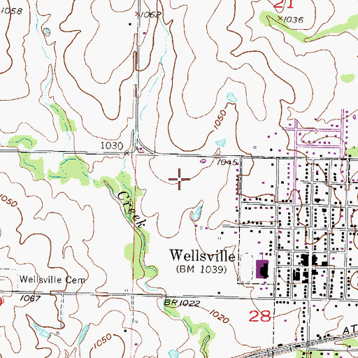 Topographic Map of Wellsville Elementary School, KS