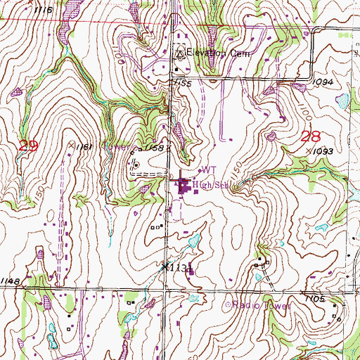 Topographic Map of Jay Shideler Elementary School, KS