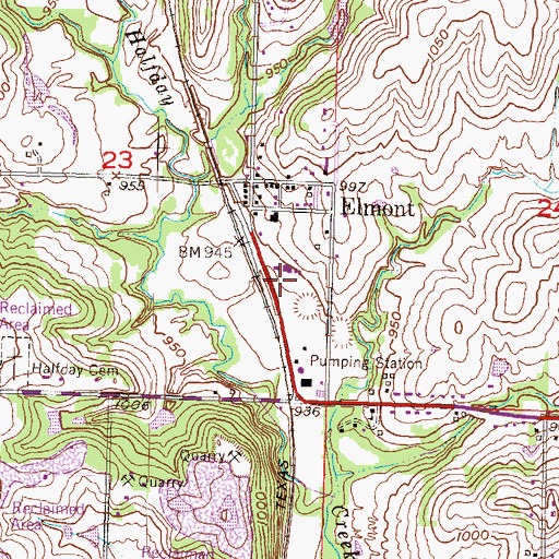 Topographic Map of Elmont Elementary School, KS