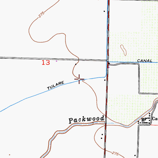 Topographic Map of Tulare Canal, CA