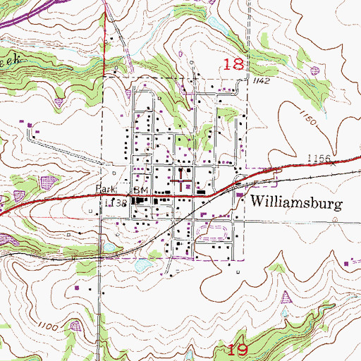 Topographic Map of Williamsburg Elementary School, KS