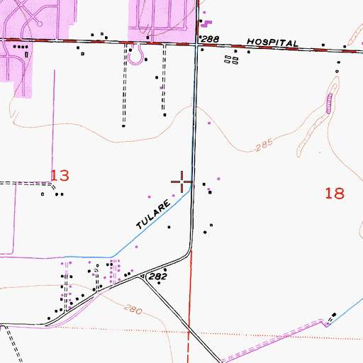 Topographic Map of Tulare Canal, CA