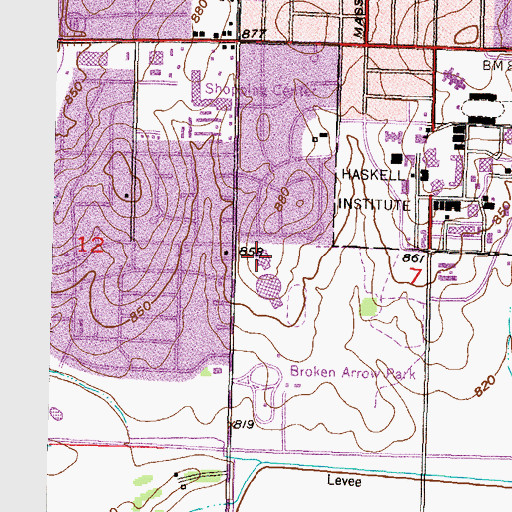 Topographic Map of Broken Arrow Elementary School, KS