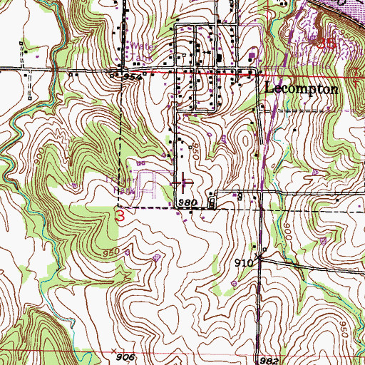 Topographic Map of Lecompton Elementary School, KS