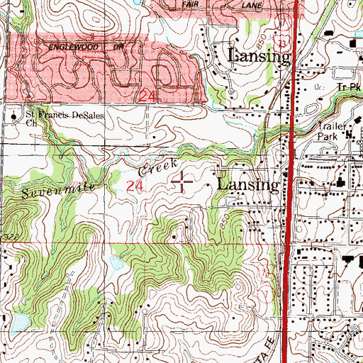 Topographic Map of Lansing Elementary School, KS