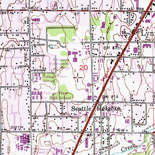 Topographic Map of Edmonds School District 15 Office, WA