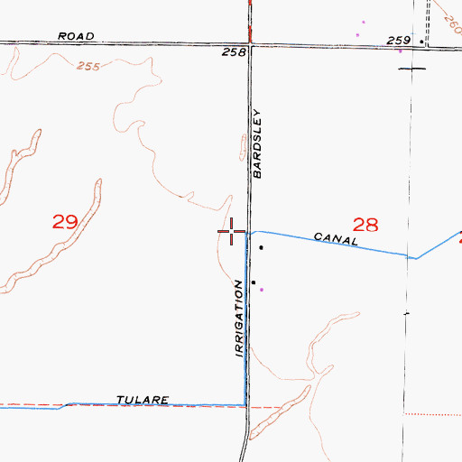 Topographic Map of Tulare Irrigation Canal, CA