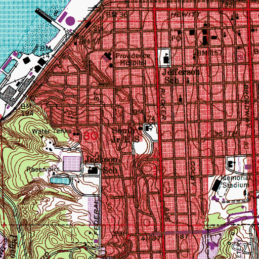 Topographic Map of Everett Home School Alternatives, WA