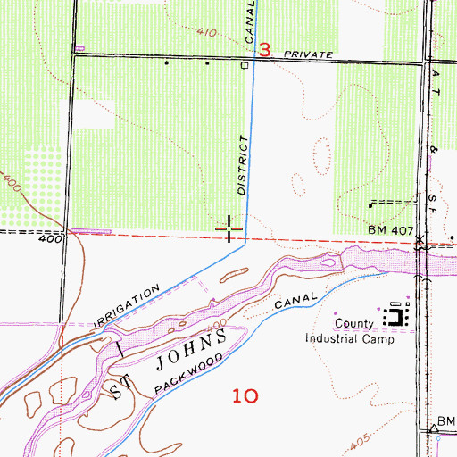Topographic Map of Tulare Irrigation District Canal, CA