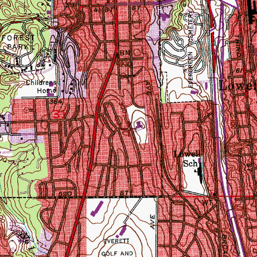 Topographic Map of Everett School District 2 Office, WA