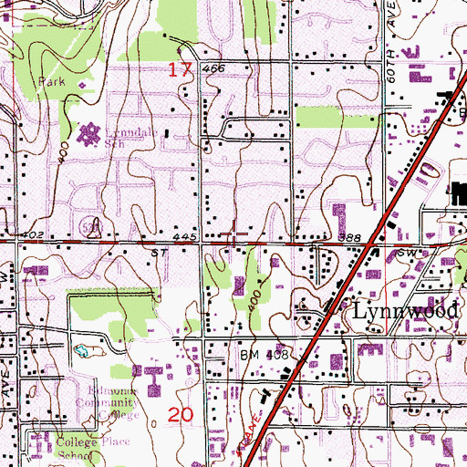 Topographic Map of Soundview School, WA