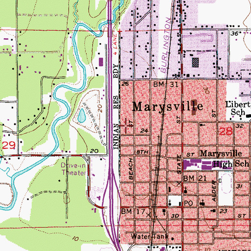Topographic Map of 10th Street School, WA
