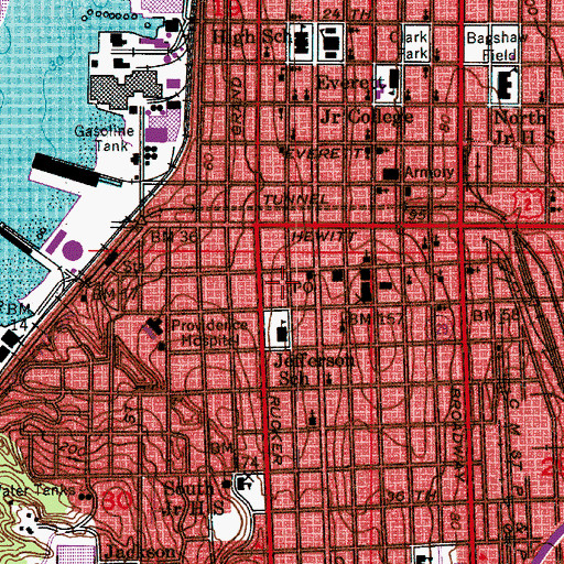 Topographic Map of Henry Cogswell College, WA