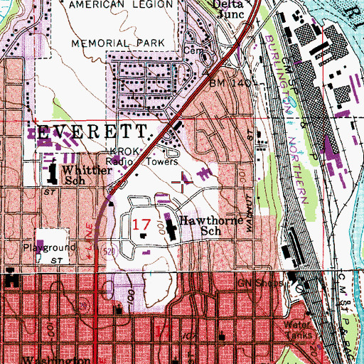 Topographic Map of Charles Denny Juvenile Detention Center School, WA