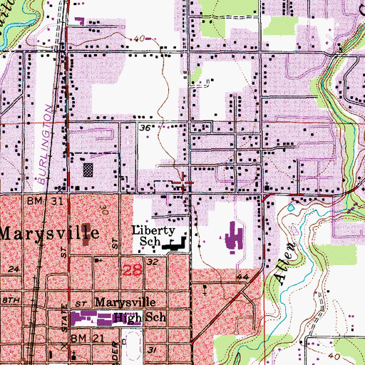 Topographic Map of Marysville Christian School, WA