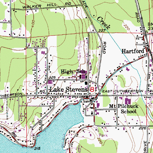 Topographic Map of Lake Stevens Homelink Alternative School, WA