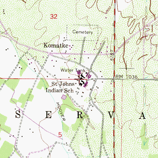 Topographic Map of Saint Johns Mission, AZ