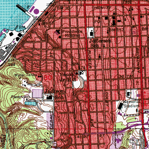 Topographic Map of Sequoia High School, WA